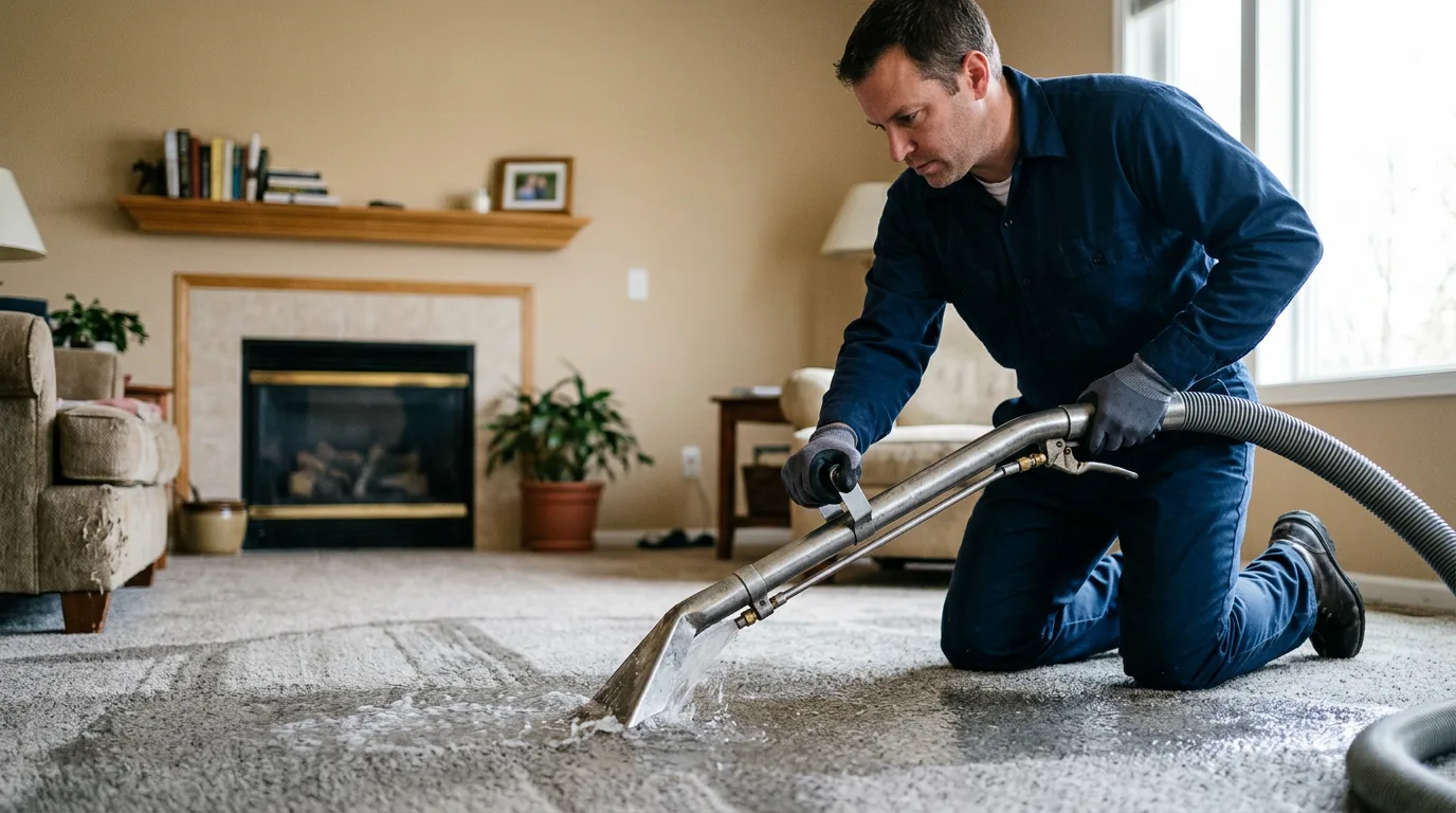 Water damage restoration technician working near Brentwood, MD